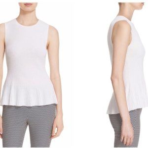Theory Canelis Sleeveless Rib Knit Peplum Top